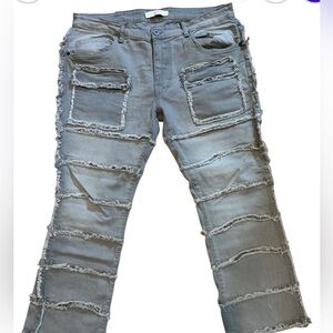 KDNK 11 4 14 11 SHREDDATOR FRAY STACKED JEANS sz 38